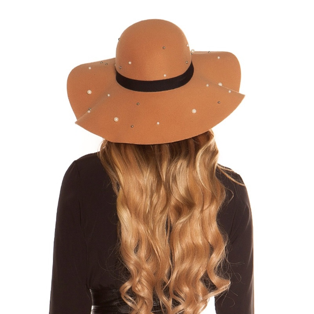 GORGEOUS TRENDY BEIGE FELT FLOPPY SUN HAT - Picture 3 of 8
